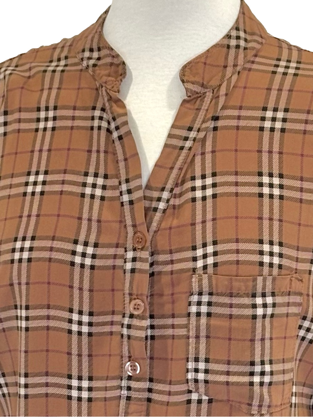 Made In Italy tan plaid shirt